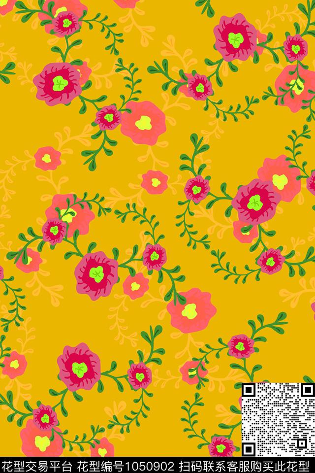 数码华亿平台小碎花水彩花卉数码印花华亿平台下载（图片编号: 1050902） - 瓦栏（Walan）