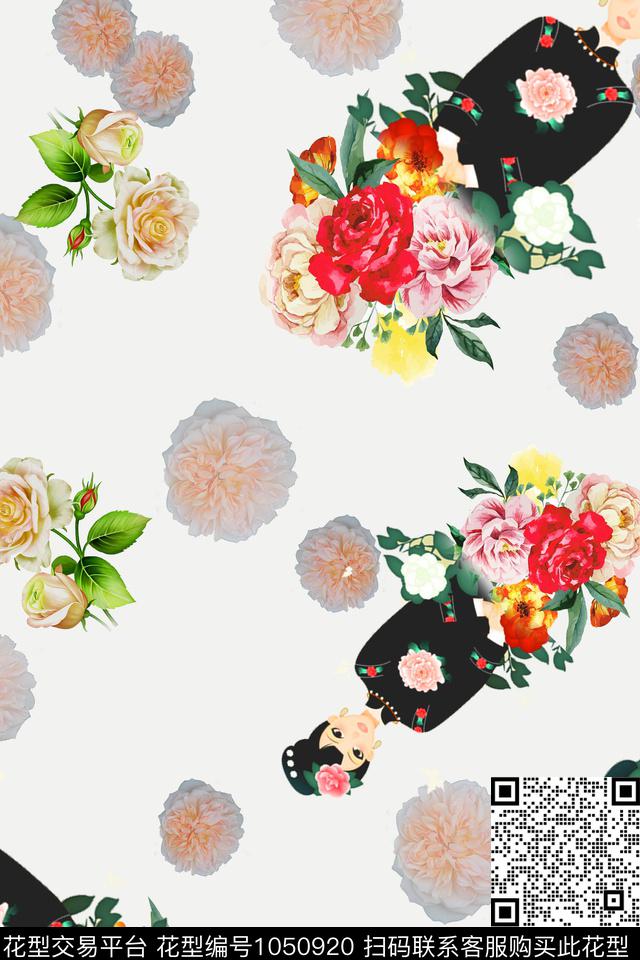花卉女装水彩花卉数码印花华亿平台下载（图片编号: 1050920） - 瓦栏（Walan）