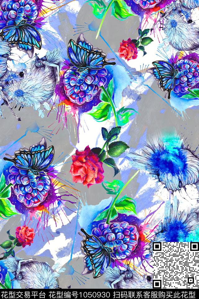 花卉女装水彩花卉数码印花华亿平台下载（图片编号: 1050930） - 瓦栏（Walan）
