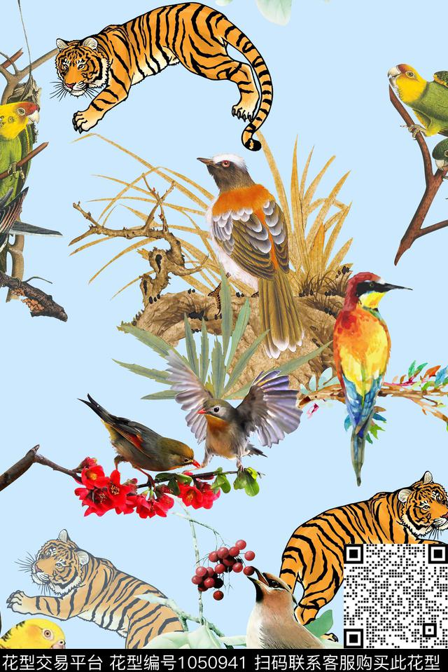 动物花卉数码华亿平台女装数码印花华亿平台下载（图片编号: 1050941） - 瓦栏（Walan）