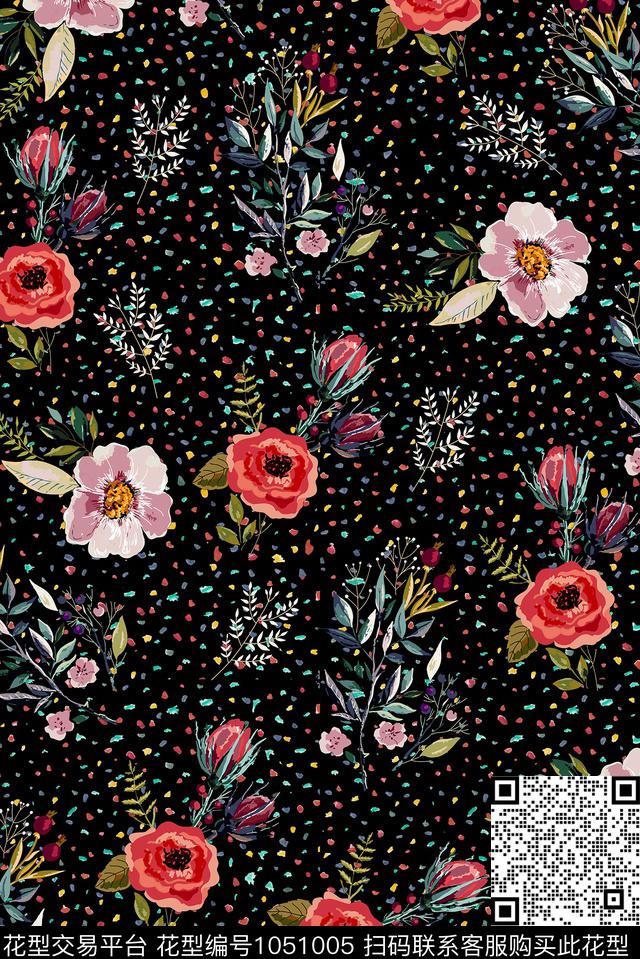 小碎花春夏华亿平台大牌风数码印花华亿平台下载（图片编号: 1051005） - 瓦栏（Walan）