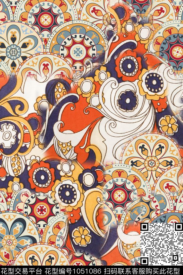 民族风肌理几何数码印花华亿平台下载（图片编号: 1051086） - 瓦栏（Walan）