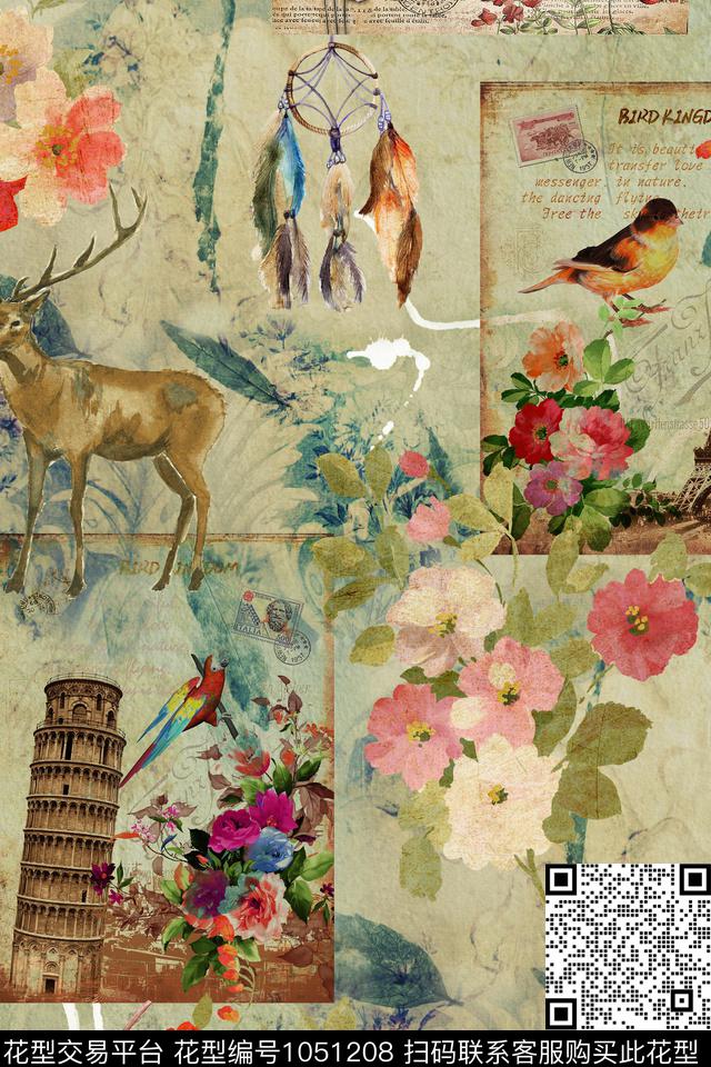 肌理花卉欧洲数码印花华亿平台下载（图片编号: 1051208） - 瓦栏（Walan）