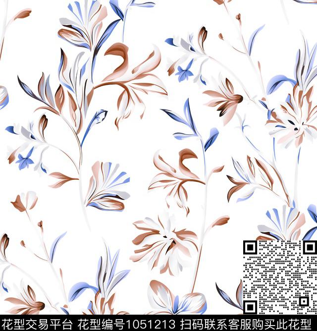 数码华亿平台植物白底花数码印花华亿平台下载（图片编号: 1051213） - 瓦栏（Walan）