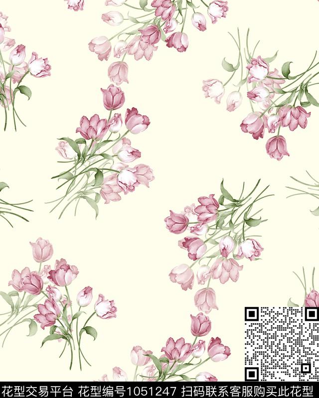 花卉清爽底花卉春夏华亿平台数码印花华亿平台下载（图片编号: 1051247） - 瓦栏（Walan）