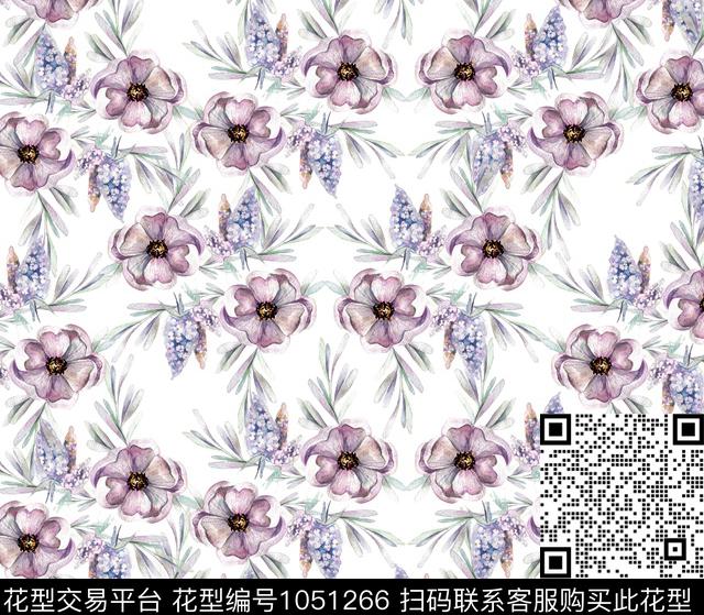 花卉清爽底花卉春夏华亿平台数码印花华亿平台下载（图片编号: 1051266） - 瓦栏（Walan）