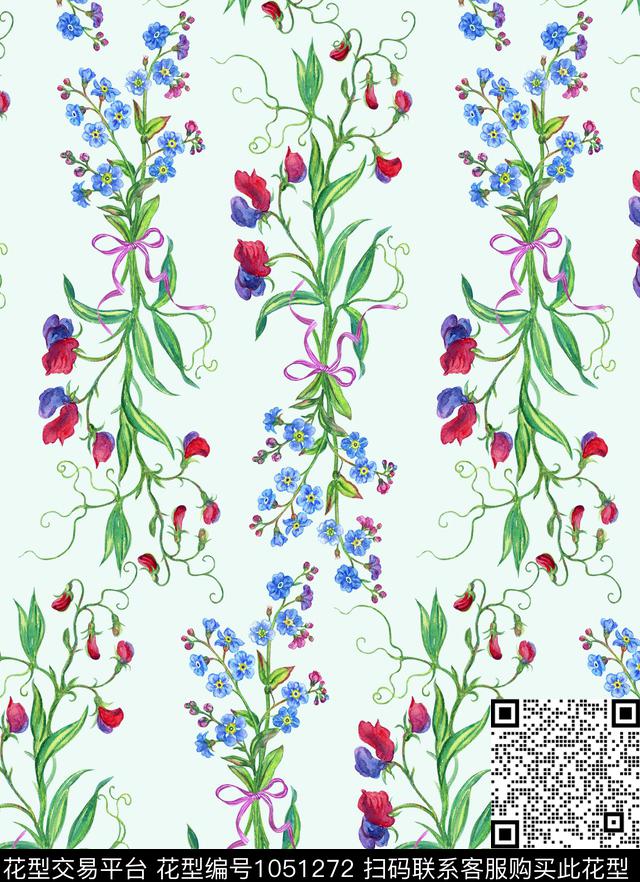 花卉清爽底花卉春夏华亿平台数码印花华亿平台下载（图片编号: 1051272） - 瓦栏（Walan）
