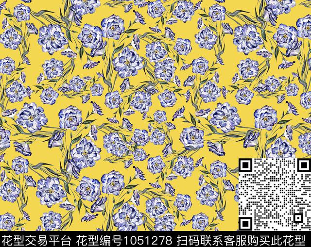 花卉清爽底花卉春夏华亿平台数码印花华亿平台下载（图片编号: 1051278） - 瓦栏（Walan）