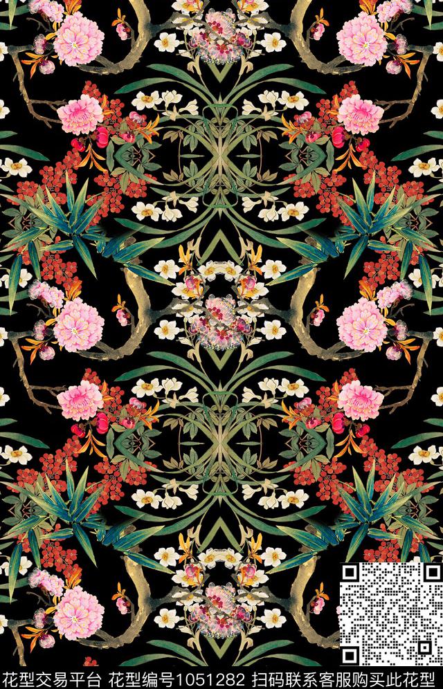 数码华亿平台花卉手绘花卉数码印花华亿平台下载（图片编号: 1051282） - 瓦栏（Walan）