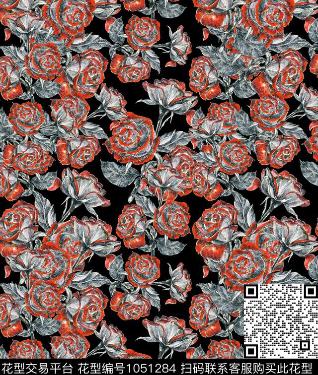 数码华亿平台花卉手绘花卉数码印花华亿平台下载（图片编号: 1051284） - 瓦栏（Walan）