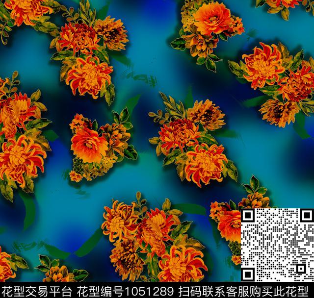 数码华亿平台花卉手绘花卉数码印花华亿平台下载（图片编号: 1051289） - 瓦栏（Walan）