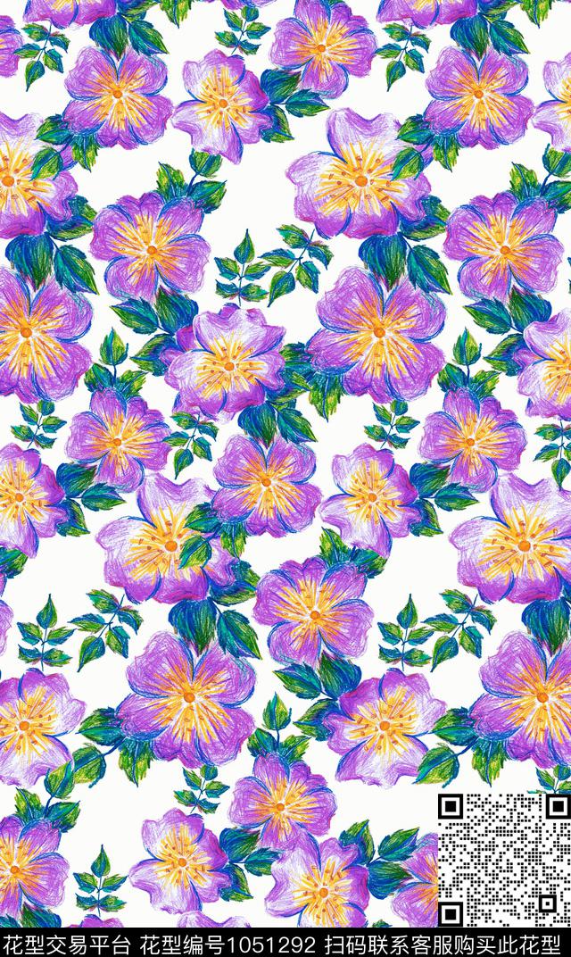 数码华亿平台花卉手绘花卉数码印花华亿平台下载（图片编号: 1051292） - 瓦栏（Walan）