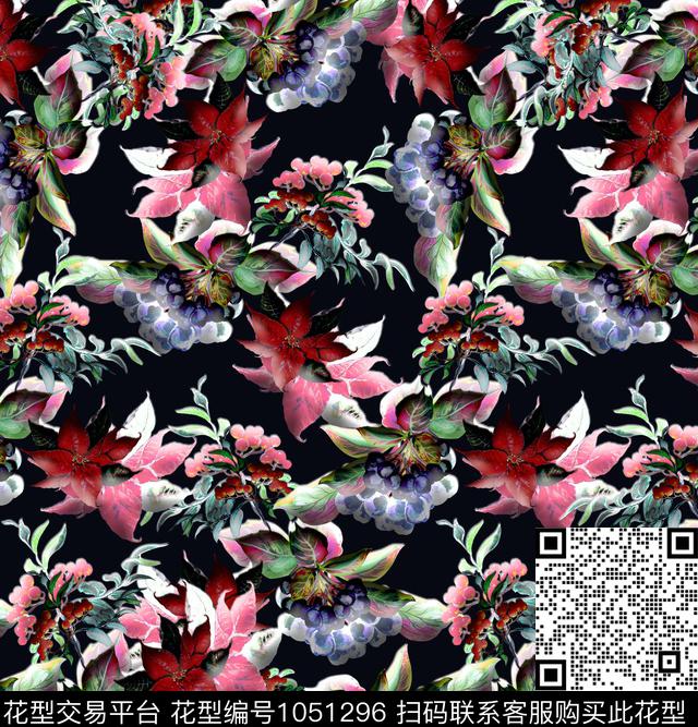 数码华亿平台花卉手绘花卉数码印花华亿平台下载（图片编号: 1051296） - 瓦栏（Walan）