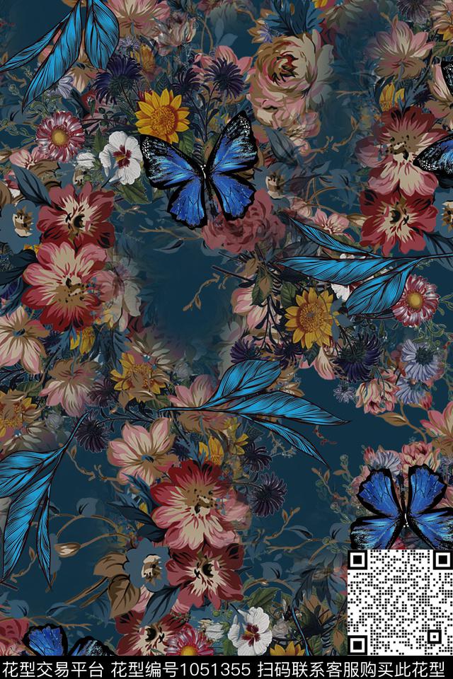花卉女装中国风数码印花华亿平台下载（图片编号: 1051355） - 瓦栏（Walan）
