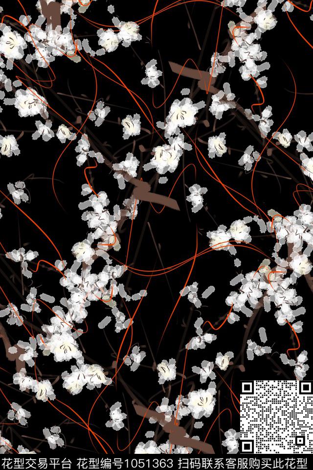 花卉女装中国风数码印花华亿平台下载（图片编号: 1051363） - 瓦栏（Walan）