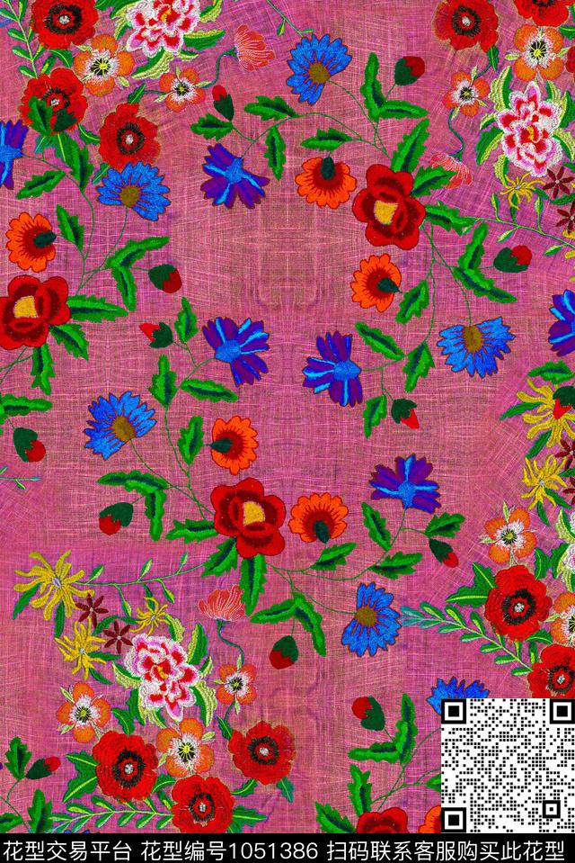 数码华亿平台花卉手绘花卉数码印花华亿平台下载（图片编号: 1051386） - 瓦栏（Walan）
