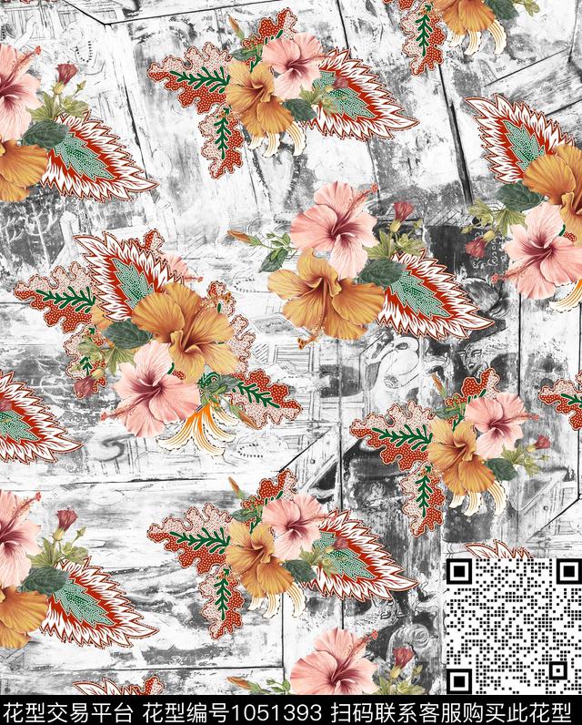数码华亿平台花卉手绘花卉数码印花华亿平台下载（图片编号: 1051393） - 瓦栏（Walan）