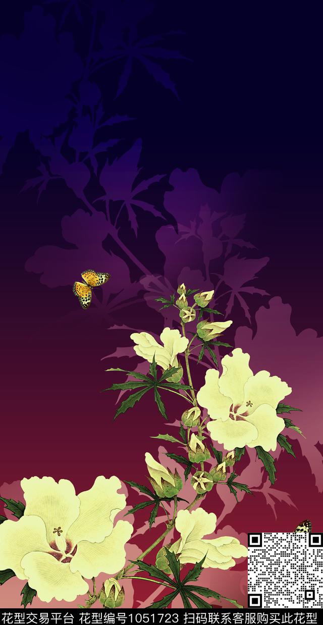 香云纱定位花花卉数码印花华亿平台下载（图片编号: 1051723） - 瓦栏（Walan）