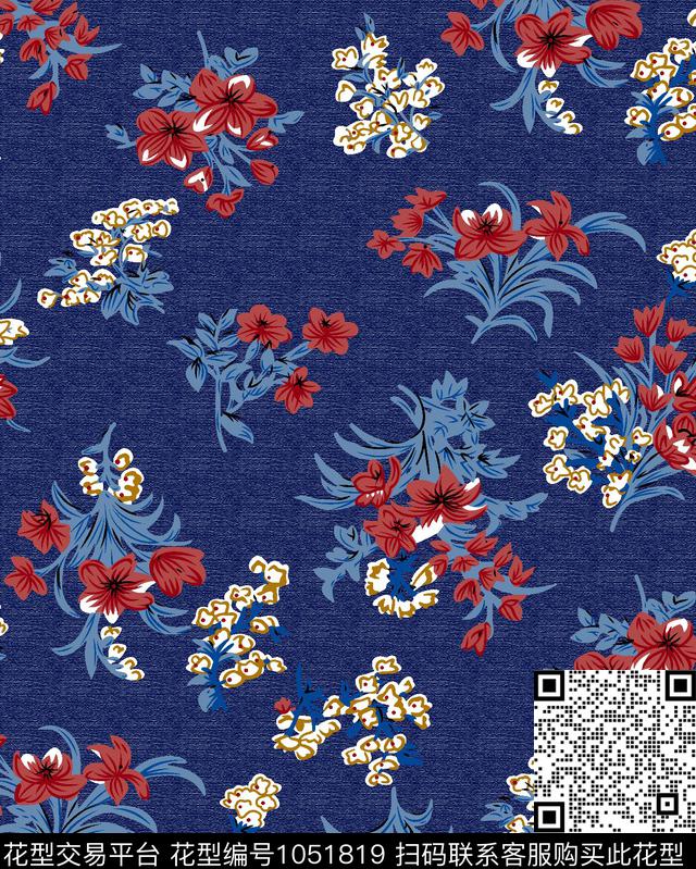 数码华亿平台民族花卉小碎花数码印花华亿平台下载（图片编号: 1051819） - 瓦栏（Walan）