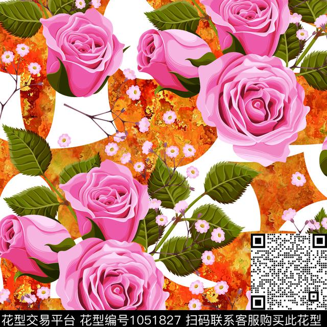 数码华亿平台小碎花月季花数码印花华亿平台下载（图片编号: 1051827） - 瓦栏（Walan）