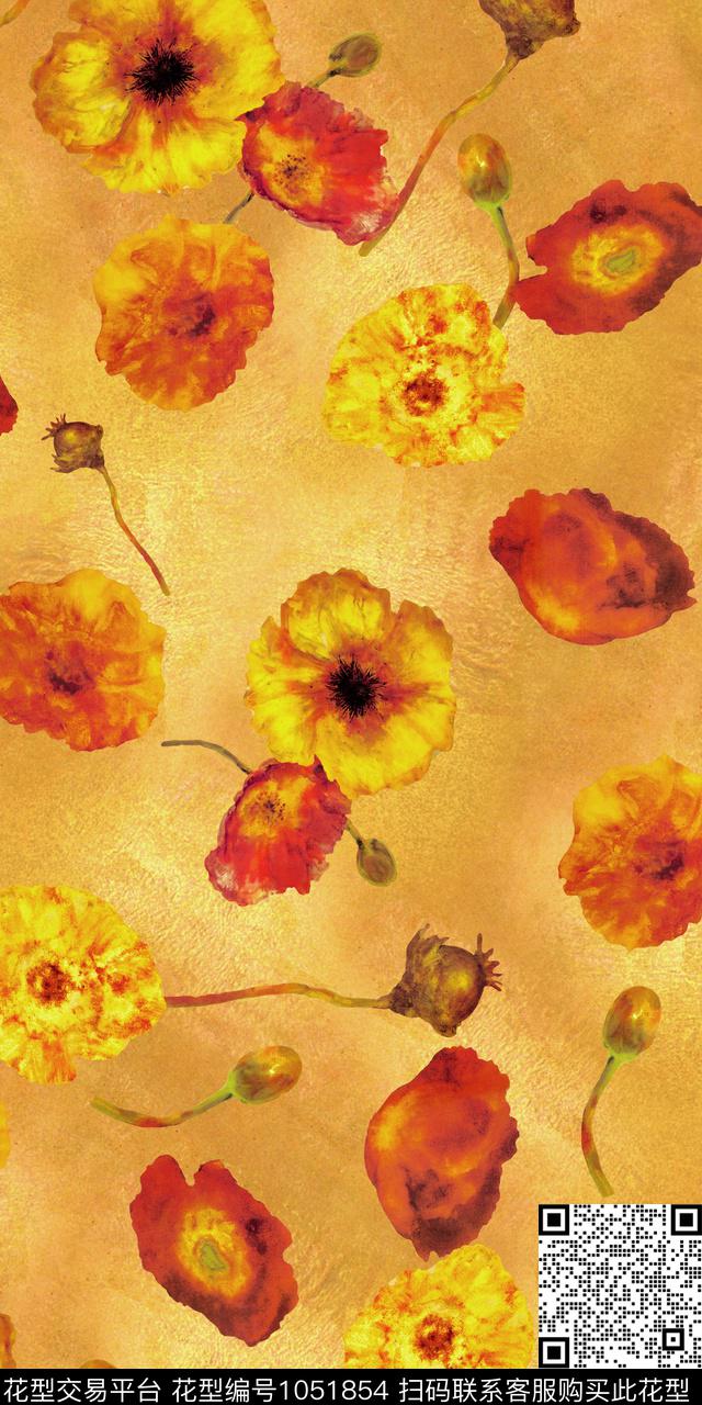 满版散花罂粟花数码华亿平台数码印花华亿平台下载（图片编号: 1051854） - 瓦栏（Walan）