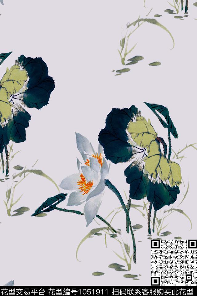 数码华亿平台春夏华亿平台水墨风数码印花华亿平台下载（图片编号: 1051911） - 瓦栏（Walan）