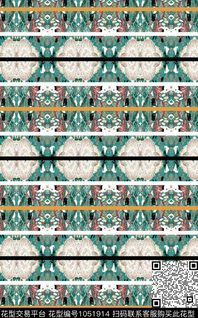 条纹民族风肌理数码印花华亿平台下载（图片编号: 1051914） - 瓦栏（Walan）