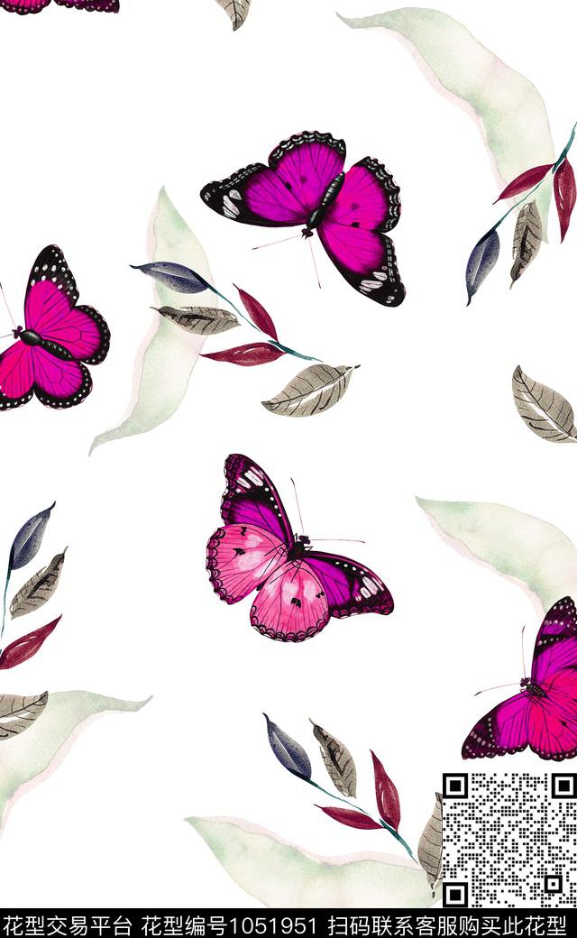 数码华亿平台女装花卉蝴蝶数码印花华亿平台下载（图片编号: 1051951） - 瓦栏（Walan）