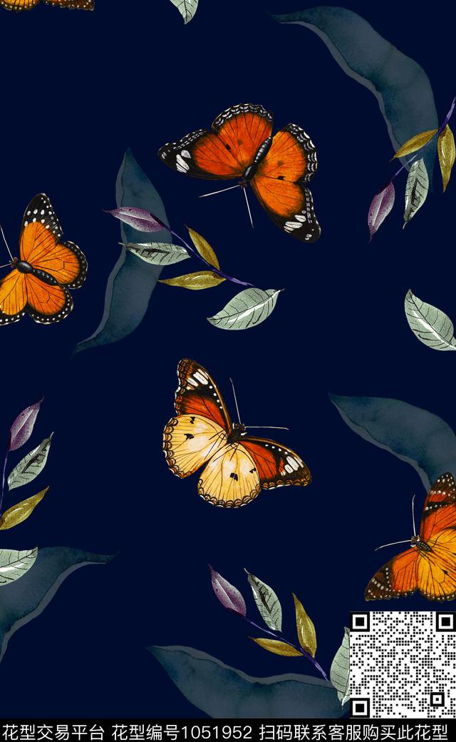 数码华亿平台女装花卉蝴蝶数码印花华亿平台下载（图片编号: 1051952） - 瓦栏（Walan）