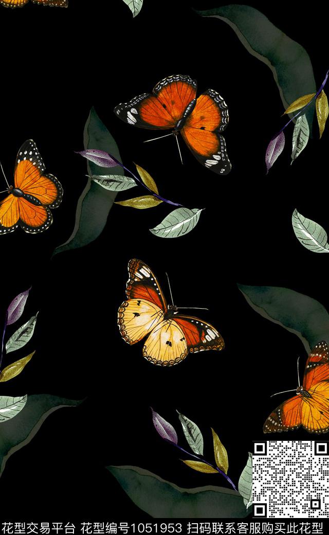 数码华亿平台女装花卉蝴蝶数码印花华亿平台下载（图片编号: 1051953） - 瓦栏（Walan）