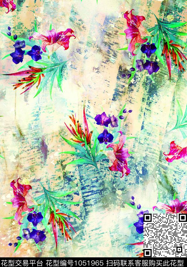 数码华亿平台小碎花月季花数码印花华亿平台下载（图片编号: 1051965） - 瓦栏（Walan）