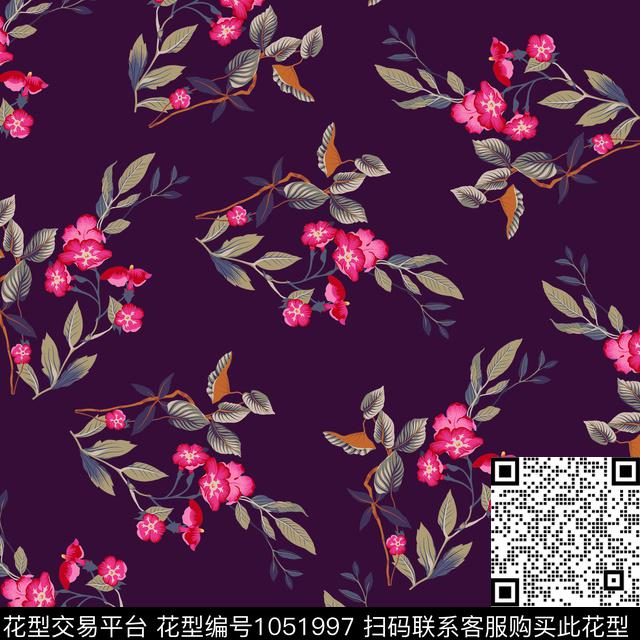 数码华亿平台黑底花卉民族风数码印花华亿平台下载（图片编号: 1051997） - 瓦栏（Walan）