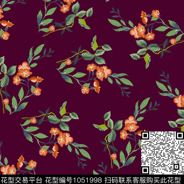 数码华亿平台黑底花卉民族风数码印花华亿平台下载（图片编号: 1051998） - 瓦栏（Walan）