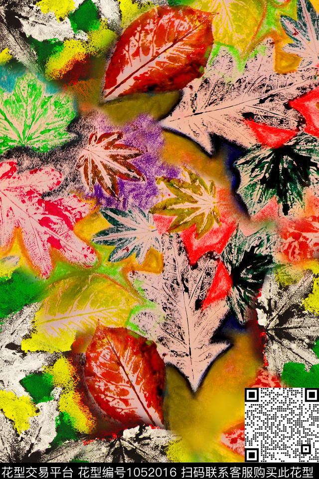 枫叶肌理抽象数码印花华亿平台下载（图片编号: 1052016） - 瓦栏（Walan）