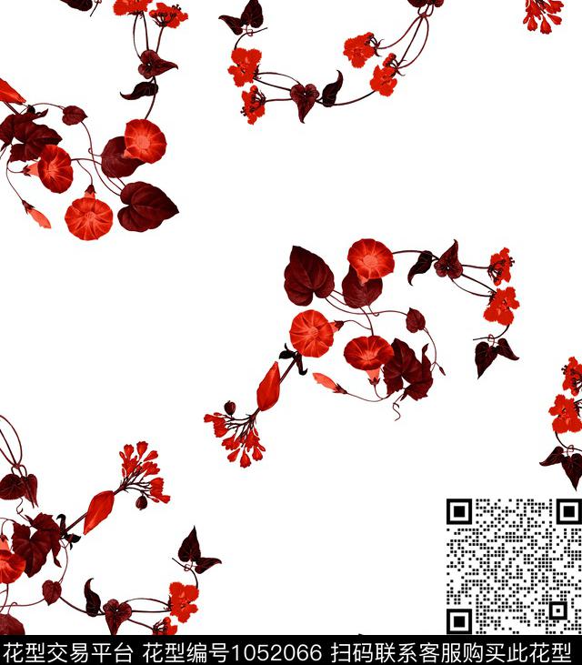 数码华亿平台花卉大牌风数码印花华亿平台下载（图片编号: 1052066） - 瓦栏（Walan）