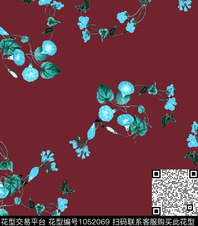 数码华亿平台花卉大牌风数码印花华亿平台下载（图片编号: 1052069） - 瓦栏（Walan）