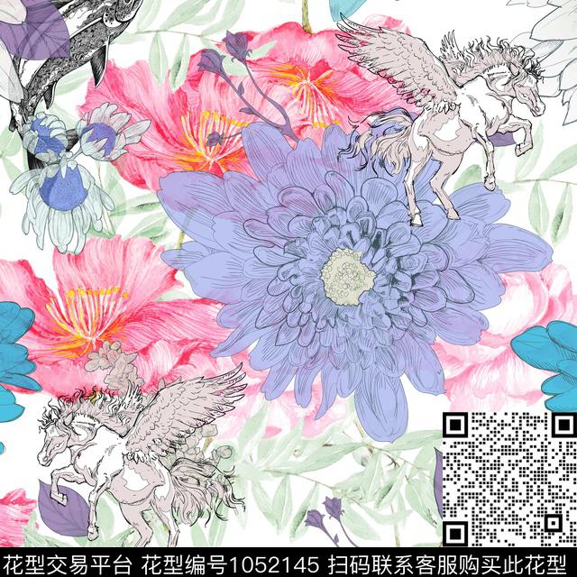 花卉动物大牌风数码印花华亿平台下载（图片编号: 1052145） - 瓦栏（Walan）