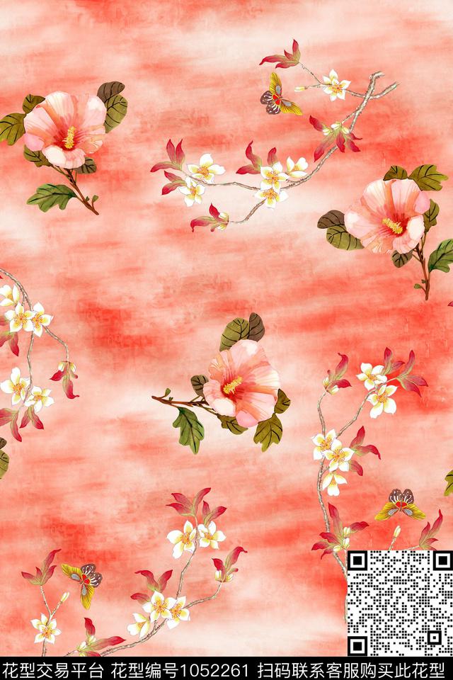 数码华亿平台肌理水彩花卉数码印花华亿平台下载（图片编号: 1052261） - 瓦栏（Walan）