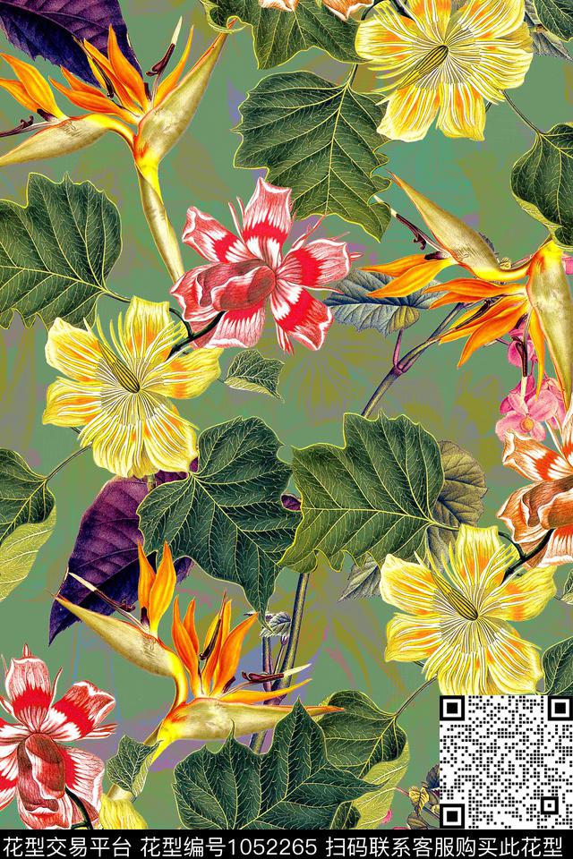 水彩花卉年轻女性手绘花卉数码印花华亿平台下载（图片编号: 1052265） - 瓦栏（Walan）