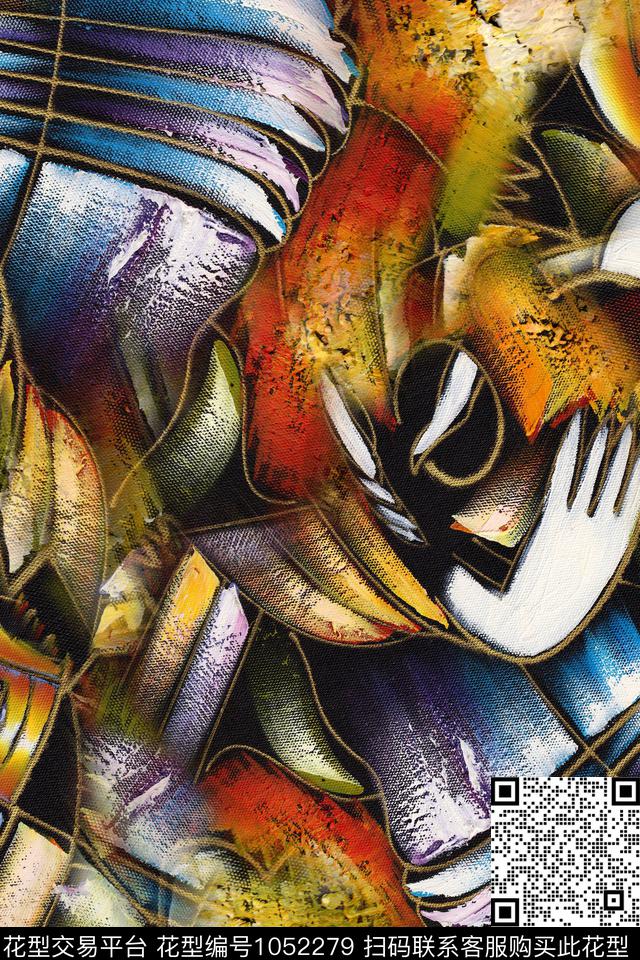 抽象几何纹理数码印花华亿平台下载（图片编号: 1052279） - 瓦栏（Walan）