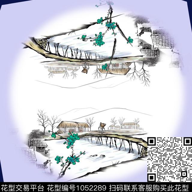 梅花小方巾中国风数码印花华亿平台下载（图片编号: 1052289） - 瓦栏（Walan）