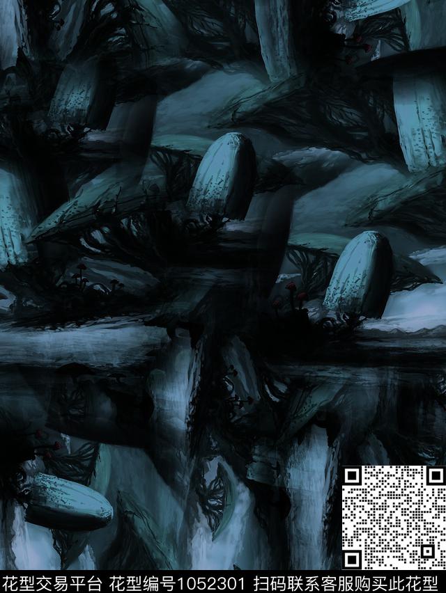 抽象男装复古数码印花华亿平台下载（图片编号: 1052301） - 瓦栏（Walan）