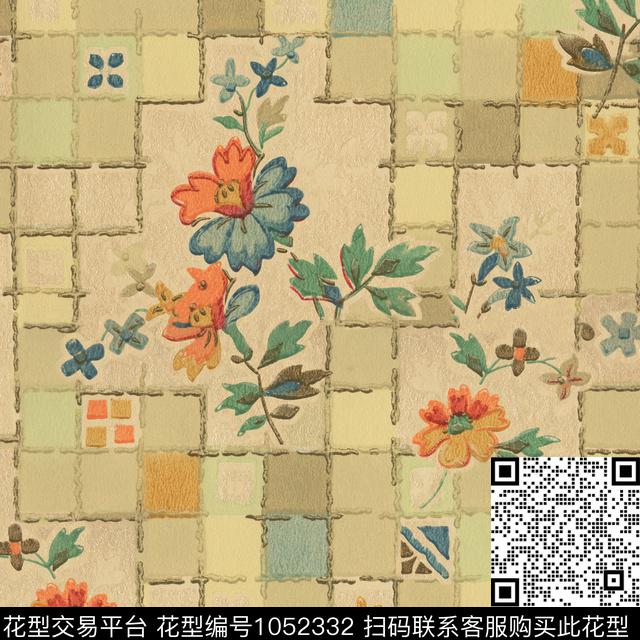 数码华亿平台花卉几何数码印花华亿平台下载（图片编号: 1052332） - 瓦栏（Walan）