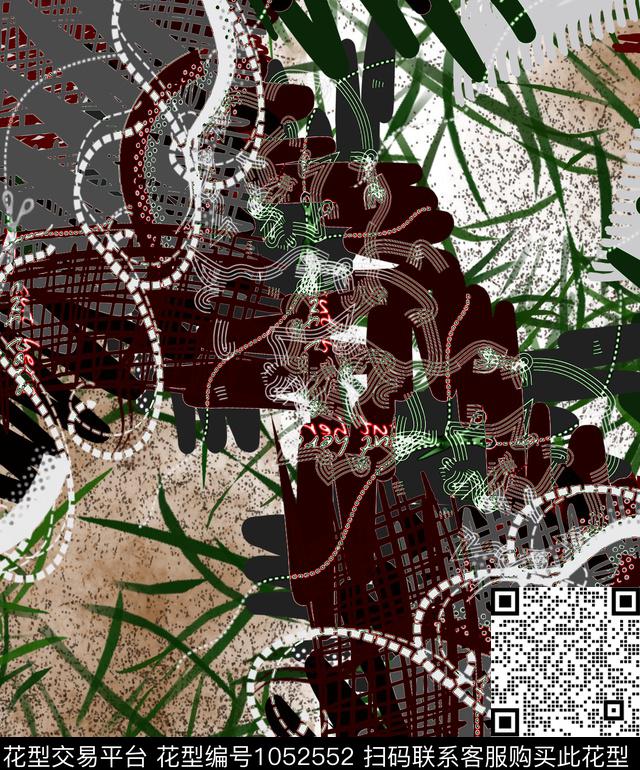 线条抽象几何数码印花华亿平台下载（图片编号: 1052552） - 瓦栏（Walan）