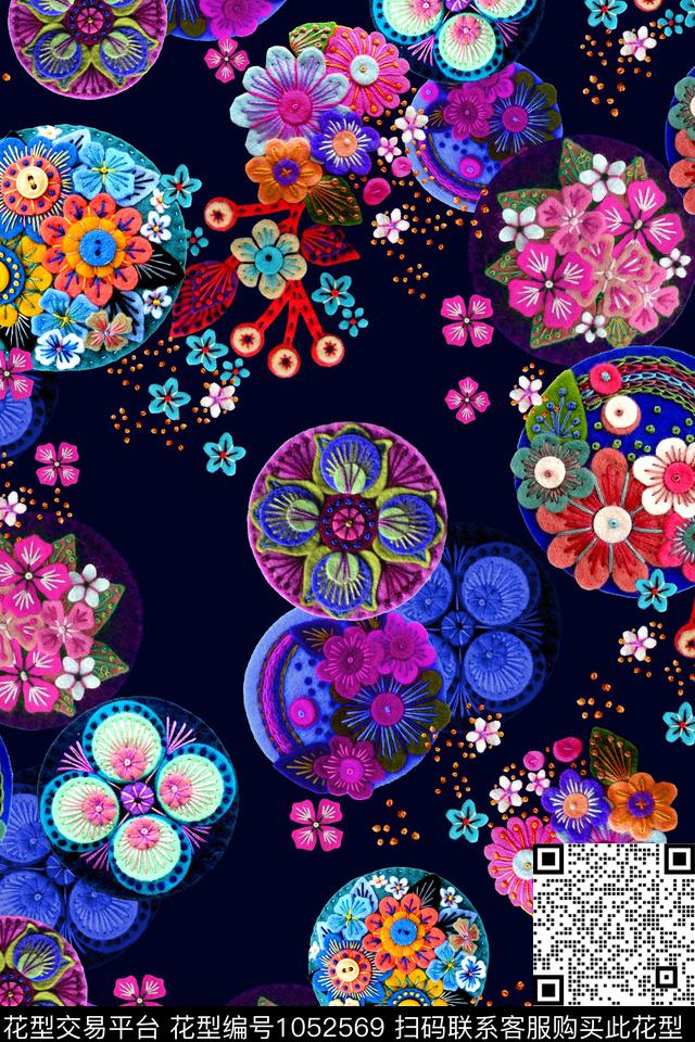 民族风小碎花圆形数码印花华亿平台下载（图片编号: 1052569） - 瓦栏（Walan）