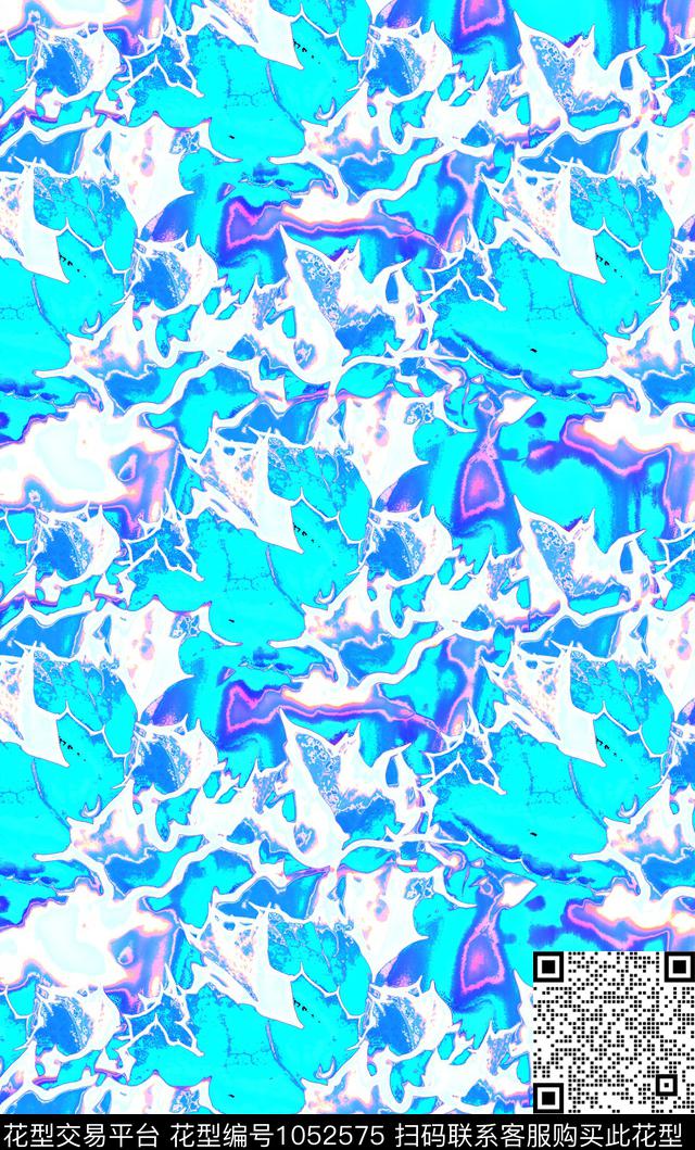 抽象花卉肌理迷彩数码印花华亿平台下载（图片编号: 1052575） - 瓦栏（Walan）