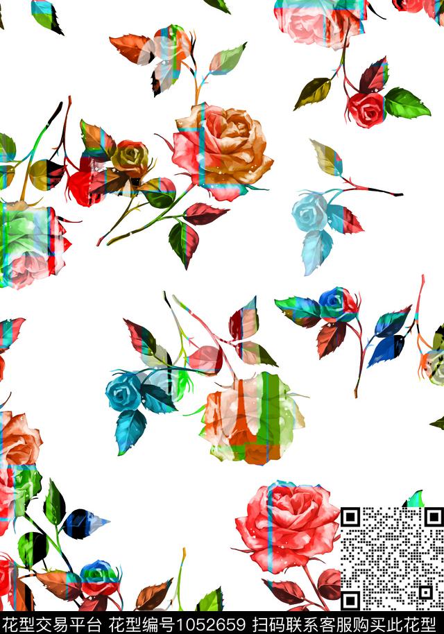 数码华亿平台小碎花月季花数码印花华亿平台下载（图片编号: 1052659） - 瓦栏（Walan）