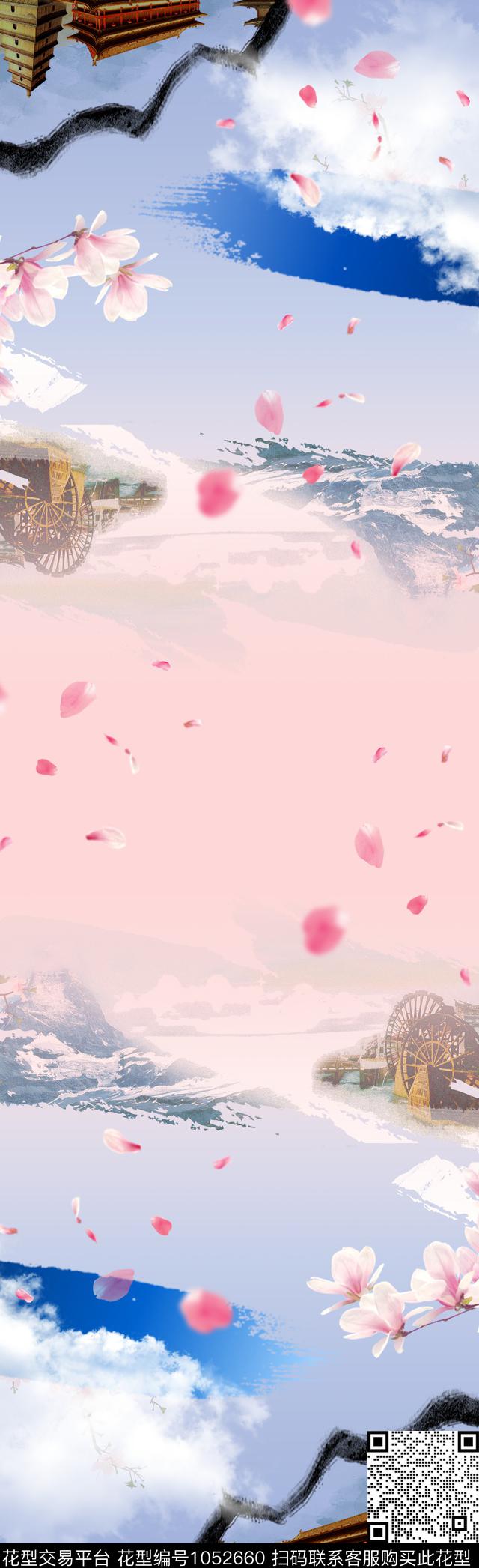 数码华亿平台围巾风景景观数码印花华亿平台下载（图片编号: 1052660） - 瓦栏（Walan）