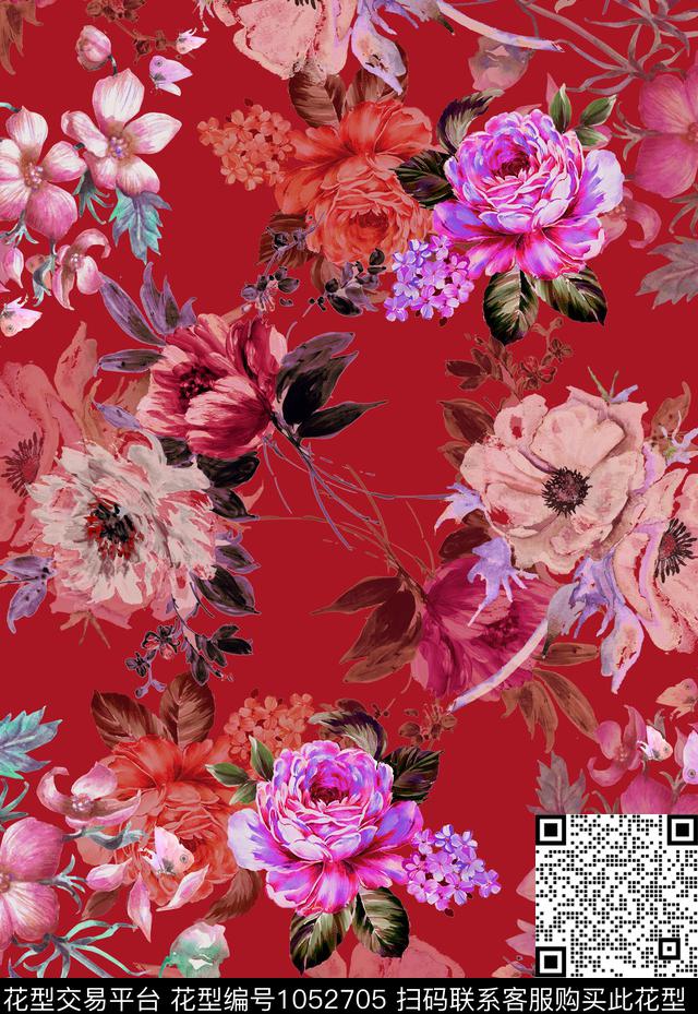 数码华亿平台植物花卉数码印花华亿平台下载（图片编号: 1052705） - 瓦栏（Walan）