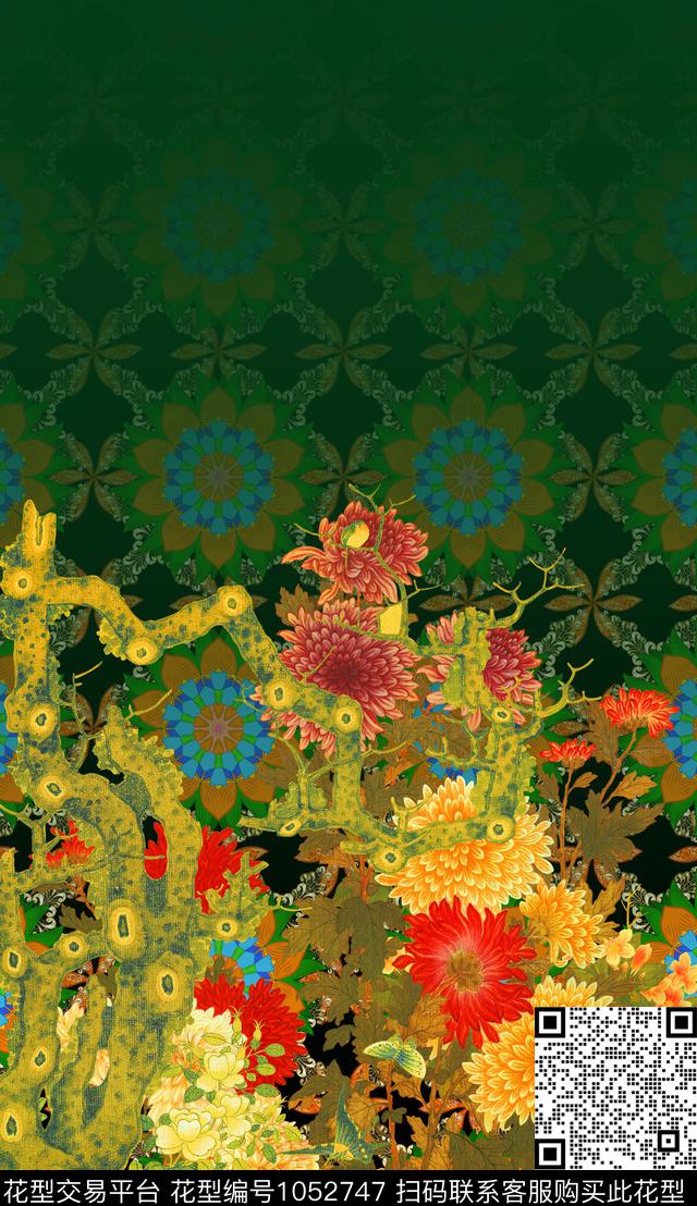 数码华亿平台民族风定位花数码印花华亿平台下载（图片编号: 1052747） - 瓦栏（Walan）